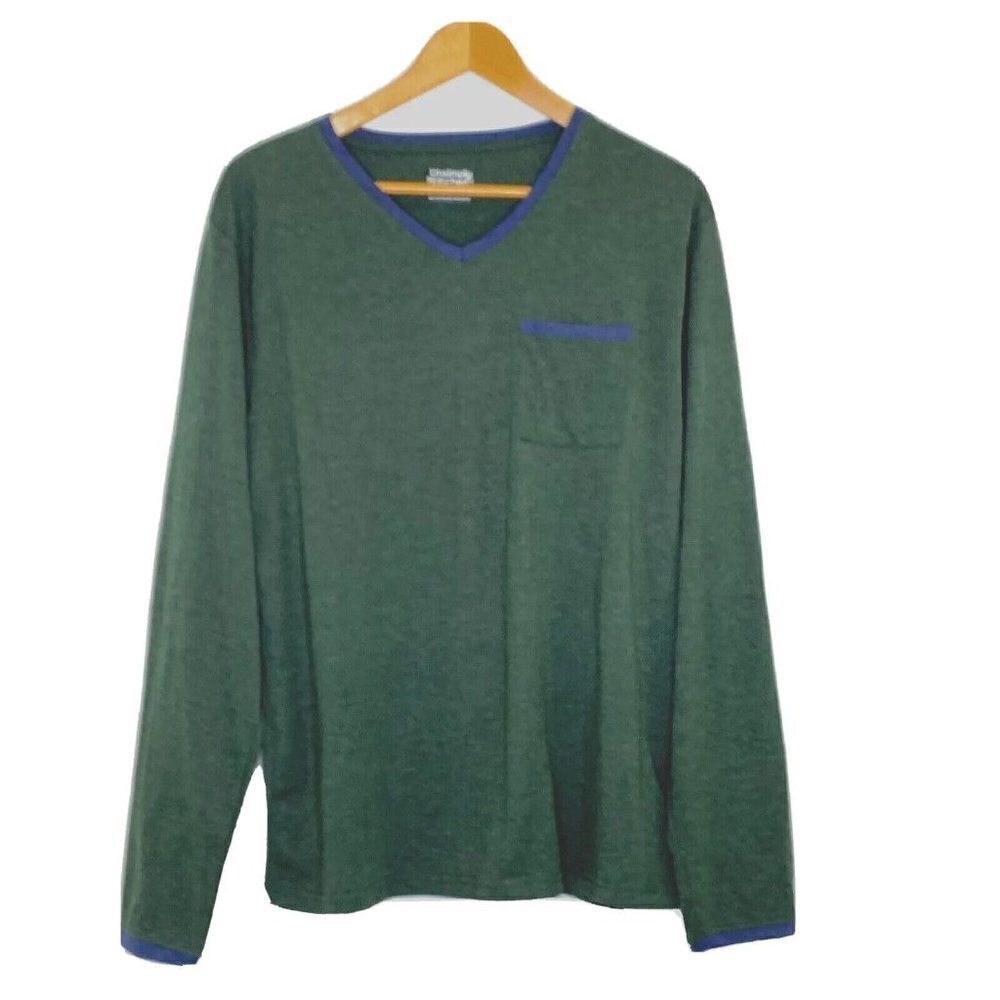 Unsimply Stitched T Shirt Mens Medium Long Sleeve Cotton Blend Ringer Tee Green